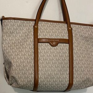 Michael Kors Beige and Brown Signature Tote